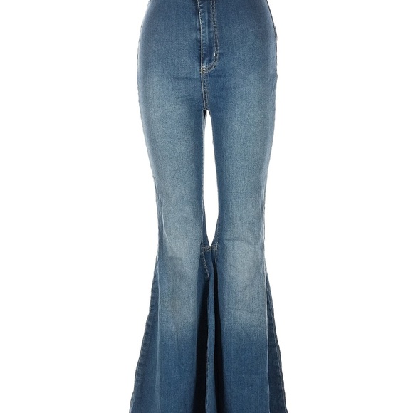 FREE PEOPLE womans Dark Wash High Rise Just Float On Flare Jeans stretchy 27 - Picture 2 of 4